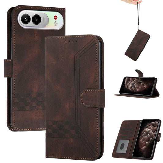 For ZTE nubia Air Pro 5G Cubic Skin Feel Flip Leather Phone Case - Brown - EDA009209503E