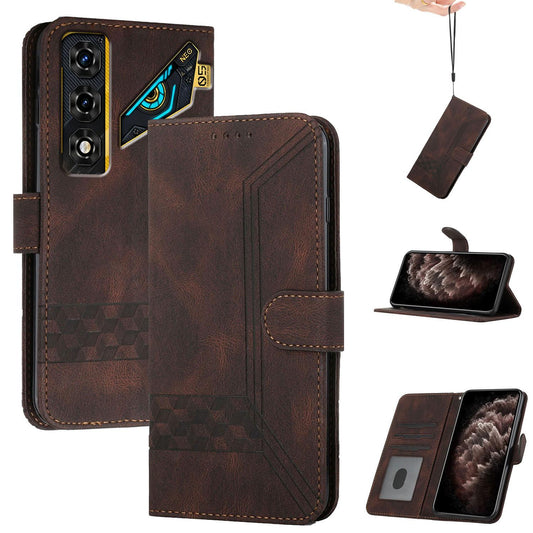 For ZTE nubia Neo 5 5G Cubic Skin Feel Flip Leather Phone Case - Brown - EDA009209504E