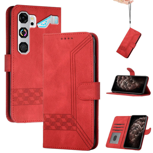 For ZTE nubia Neo 5 GT 5G Cubic Skin Feel Flip Leather Phone Case - Red - EDA009209505B