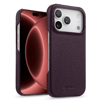 For iPhone 18 Pro melkco Litchi Texture Magnetic Half Coverage Genuine Leather Phone Case - Dark Purple - EDA009215516G