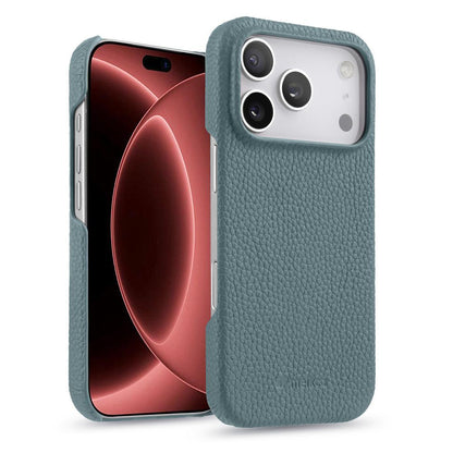 For iPhone 18 Pro melkco Litchi Texture Magnetic Half Coverage Genuine Leather Phone Case - Light Blue - EDA009215516H