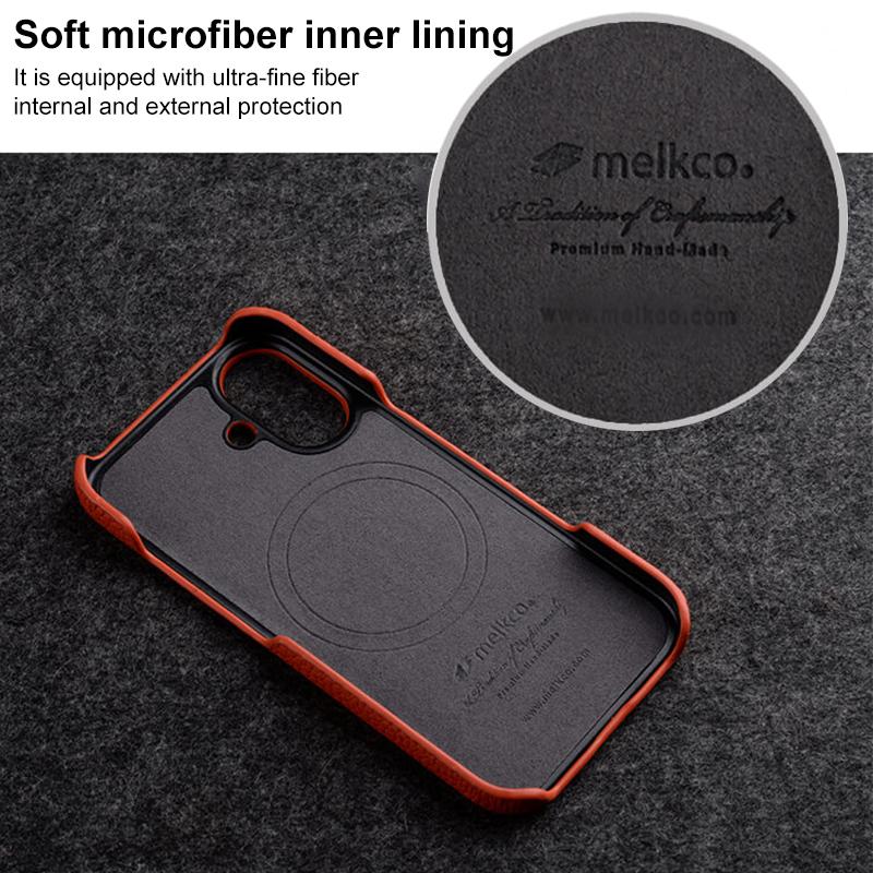 For iPhone 18 Pro Max melkco Litchi Texture Magnetic Half Coverage Genuine Leather Phone Case - Black - EDA009215515B