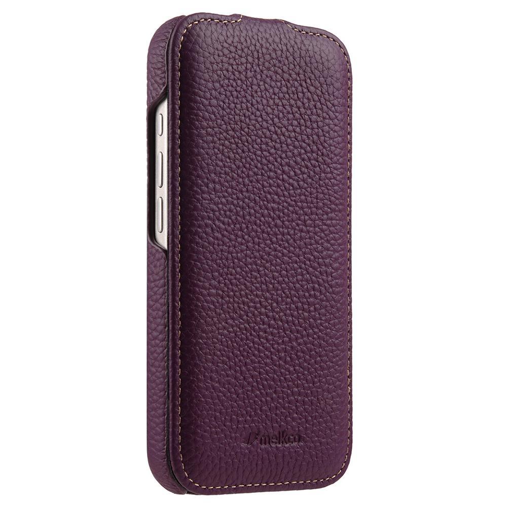 For iPhone 18 Pro Max melkco Litchi Texture Vertical Flip Magnetic Genuine Leather Phone Case - Purple - EDA009216705A