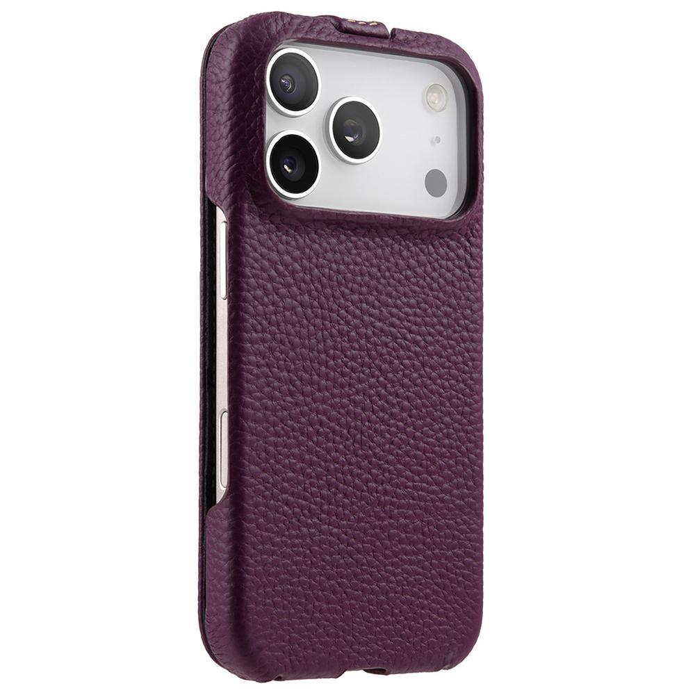 For iPhone 18 Pro Max melkco Litchi Texture Vertical Flip Magnetic Genuine Leather Phone Case - Purple - EDA009216705A