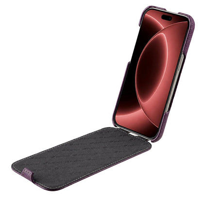 For iPhone 18 Pro Max melkco Litchi Texture Vertical Flip Magnetic Genuine Leather Phone Case - Purple - EDA009216705A