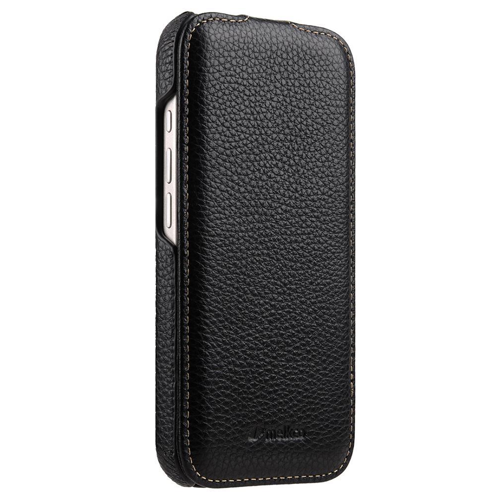 For iPhone 18 Pro Max melkco Litchi Texture Vertical Flip Magnetic Genuine Leather Phone Case - Black - EDA009216705B