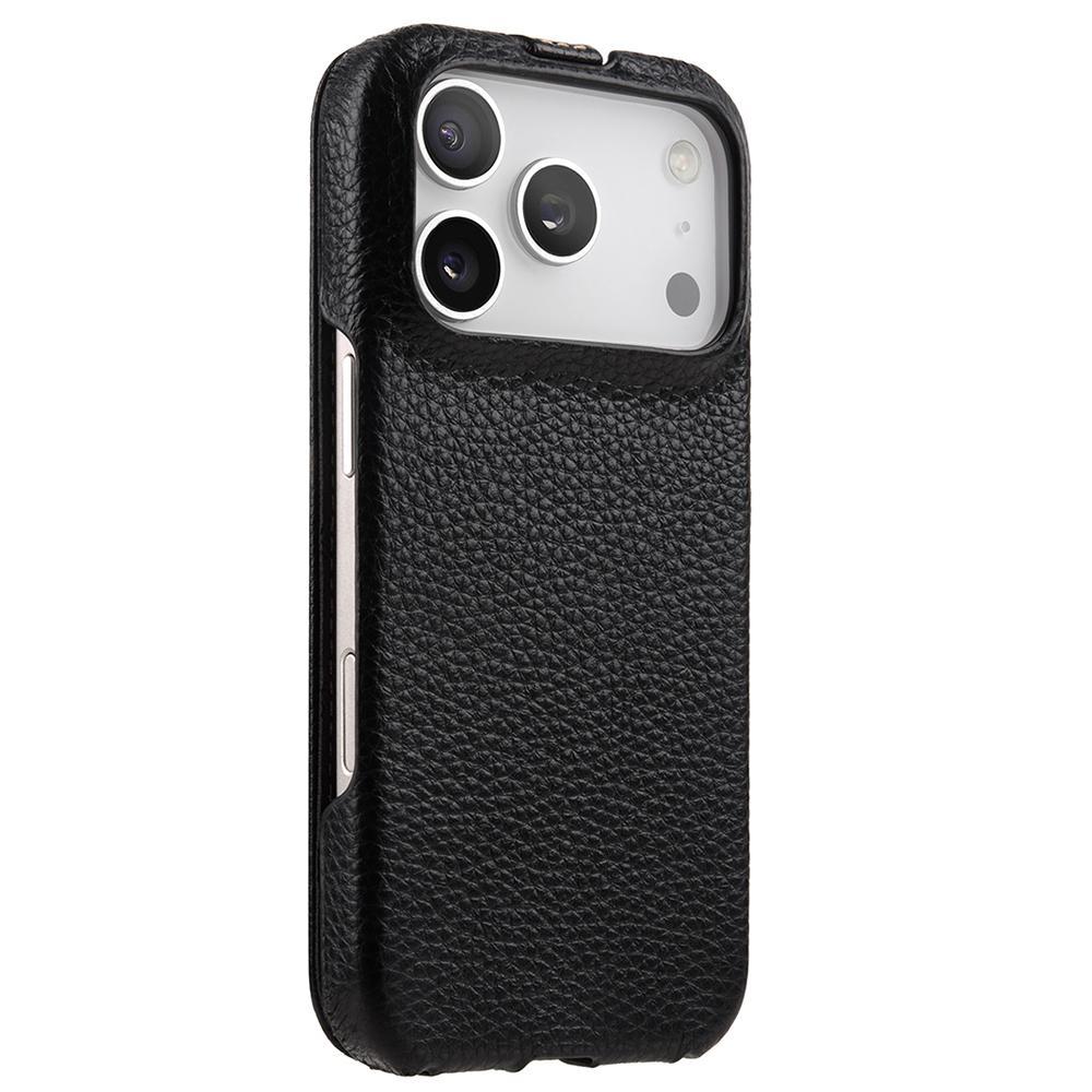 For iPhone 18 Pro Max melkco Litchi Texture Vertical Flip Magnetic Genuine Leather Phone Case - Black - EDA009216705B