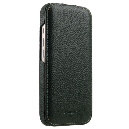 For iPhone 18 Pro Max melkco Litchi Texture Vertical Flip Magnetic Genuine Leather Phone Case - Dark Green - EDA009216705D