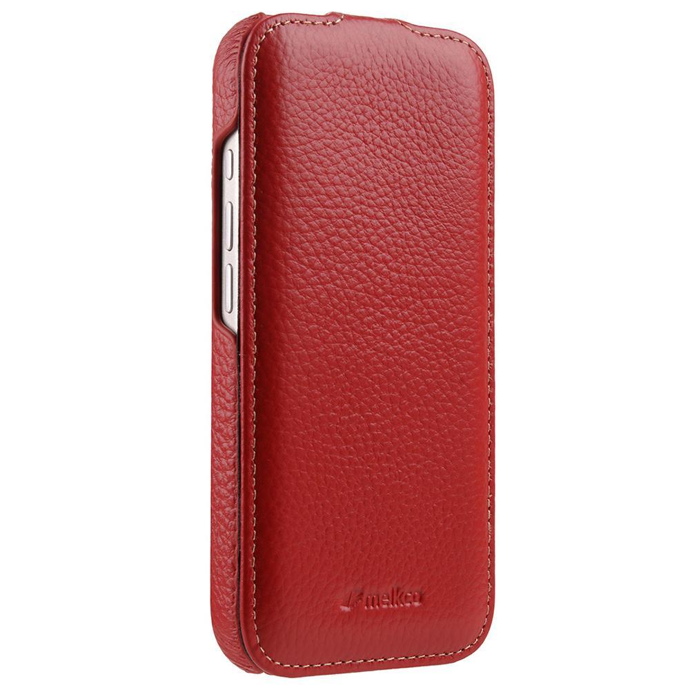 For iPhone 18 Pro Max melkco Litchi Texture Vertical Flip Magnetic Genuine Leather Phone Case - Red - EDA009216705E