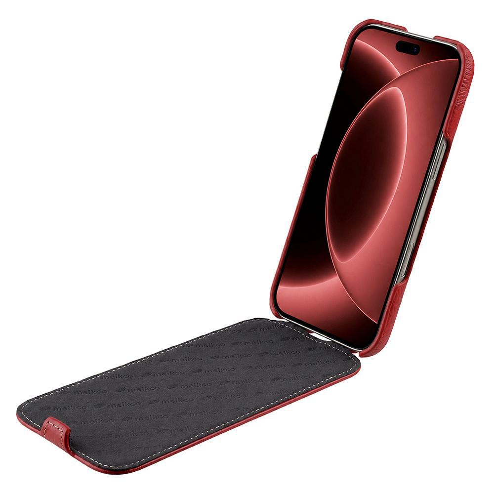For iPhone 18 Pro Max melkco Litchi Texture Vertical Flip Magnetic Genuine Leather Phone Case - Red - EDA009216705E