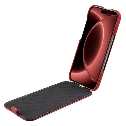 For iPhone 18 Pro Max melkco Litchi Texture Vertical Flip Magnetic Genuine Leather Phone Case - Red - EDA009216705E