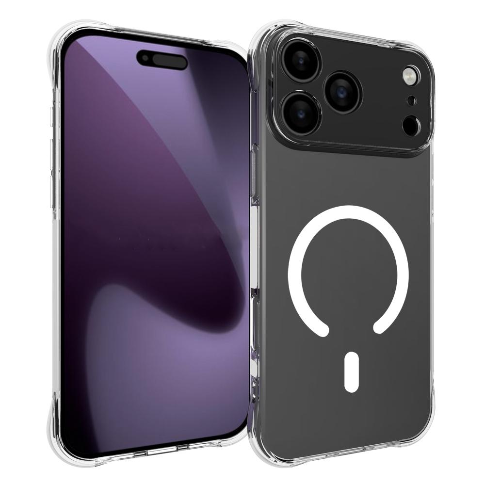 For iPhone 18 Pro Max Shockproof Non-slip Magnetic TPU Phone Case - Transparent - EDA009223927A