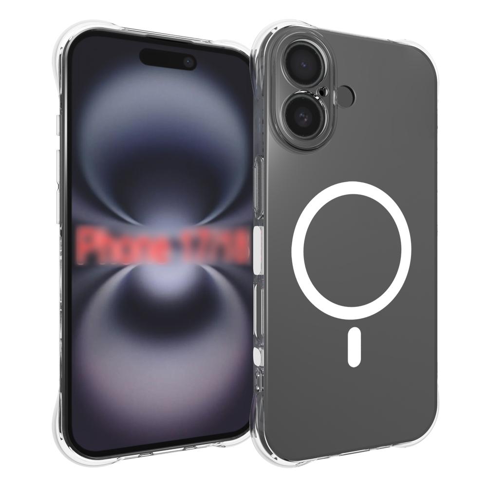 For iPhone 18 Shockproof Non-slip Magnetic TPU Phone Case - Transparent - EDA009223929A