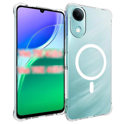 For vivo T5e 4G / Y05e 4G Shockproof Non-slip Magnetic TPU Phone Case - Transparent - EDA009224909A