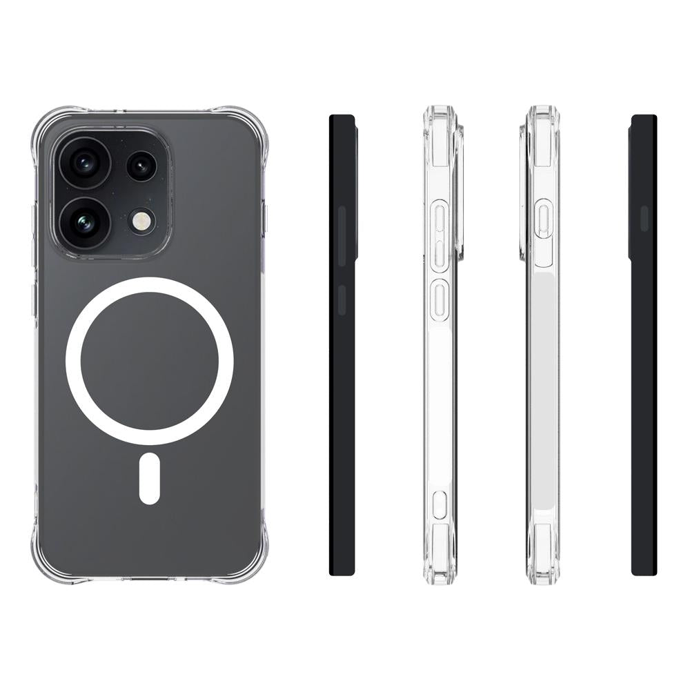 For OPPO Reno16 5G Global Shockproof Non-slip Magnetic TPU Phone Case - Transparent - EDA009225107A