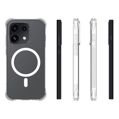 For OPPO Reno16 5G Global Shockproof Non-slip Magnetic TPU Phone Case - Transparent - EDA009225107A