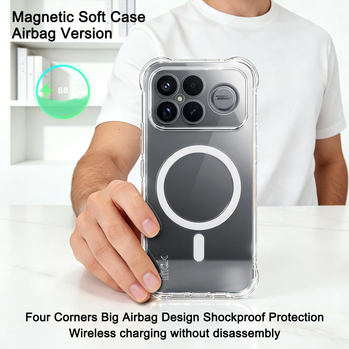 For Redmi K90 Pro Max/Poco F8 Ultra 5G imak Magnetic Shockproof Airbag TPU Phone Case(Transparent)