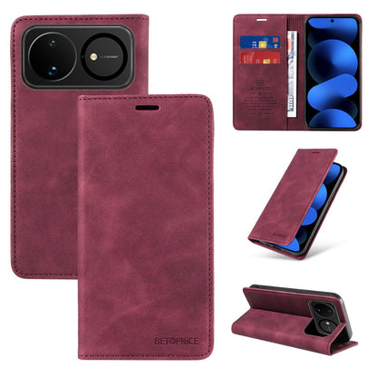 For Huawei nova 16 BETOPNICE Suction RFID Anti-theft Leather Phone Case(Wine Red)
