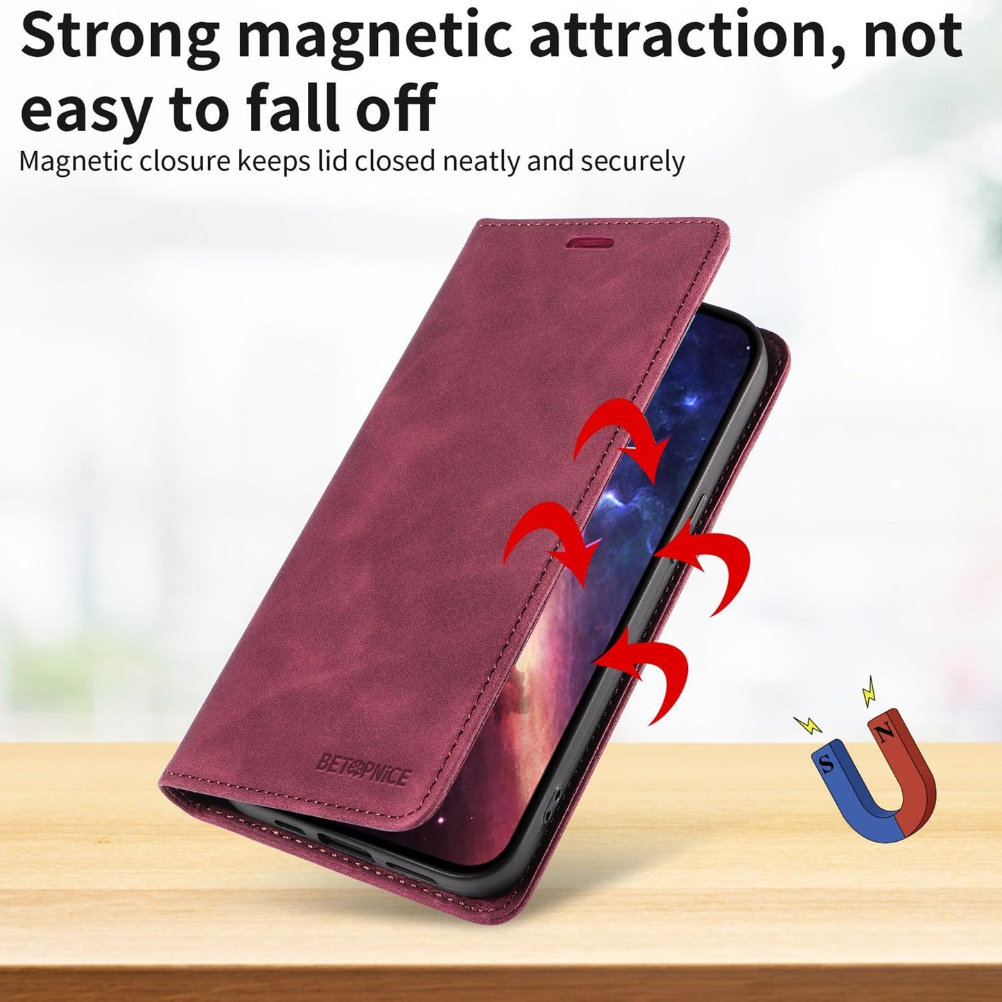 For Huawei nova 16 BETOPNICE Suction RFID Anti-theft Leather Phone Case(Wine Red)