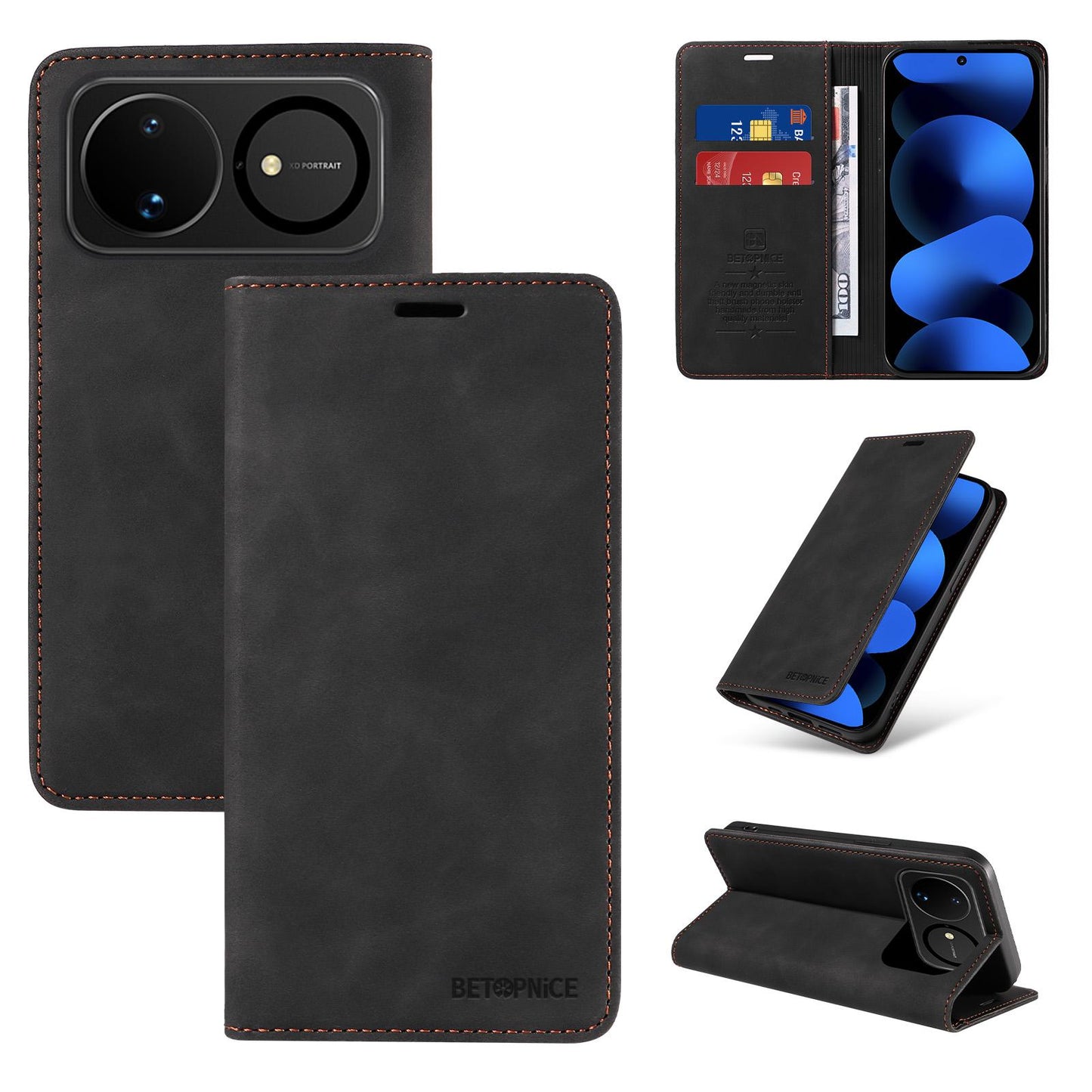 For Huawei nova 16 BETOPNICE Suction RFID Anti-theft Leather Phone Case(Black)