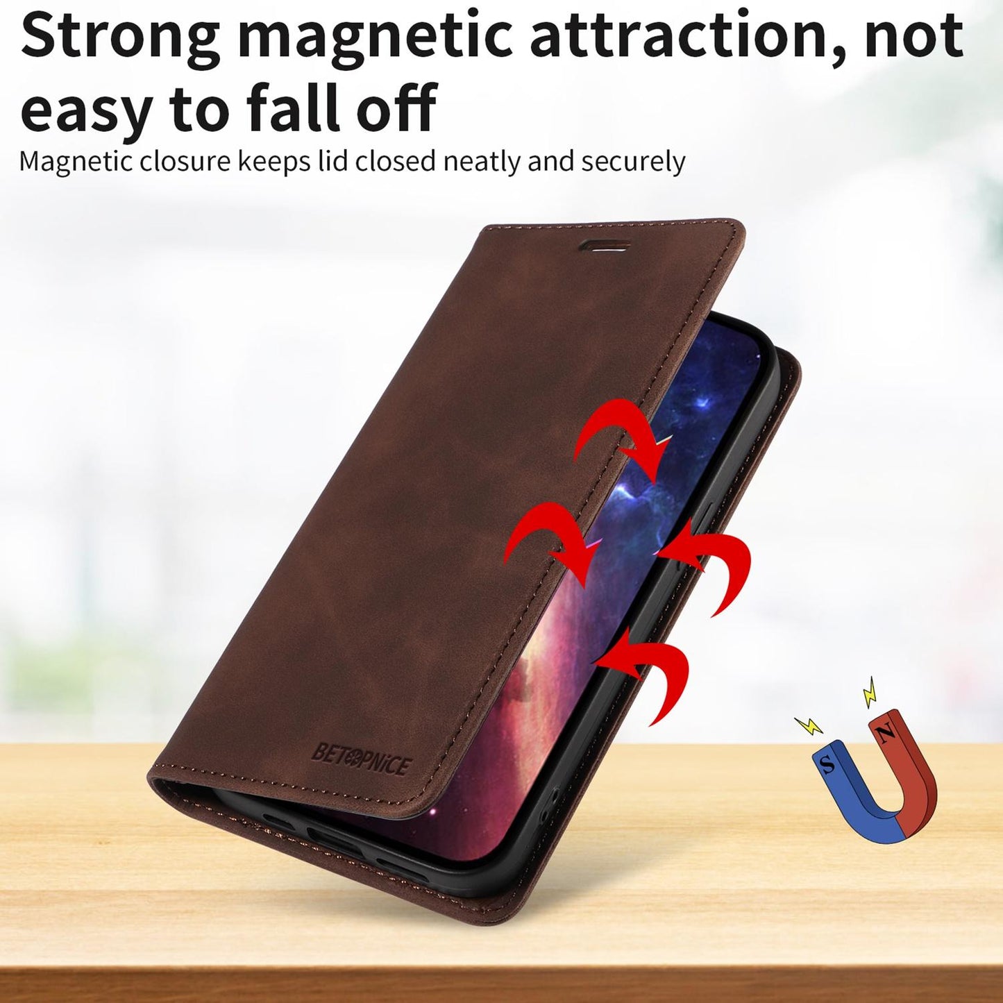 For Huawei nova 16 BETOPNICE Suction RFID Anti-theft Leather Phone Case(Brown)