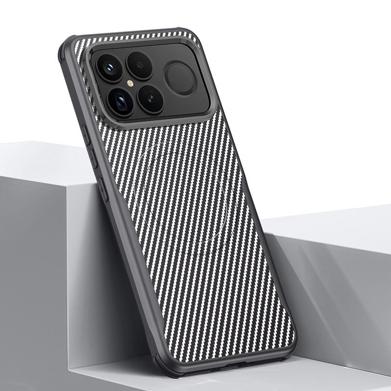 For Redmi K90 Pro Max / Poco F8 Ultra 5G Blade-Style Carbon Fiber Texture Magnetic Skin-Feel Phone Case(Silver Gray)