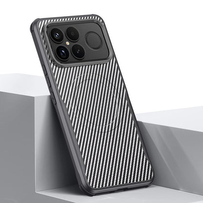For Redmi K90 Pro Max / Poco F8 Ultra 5G Blade-Style Carbon Fiber Texture Magnetic Skin-Feel Phone Case(Silver Gray)