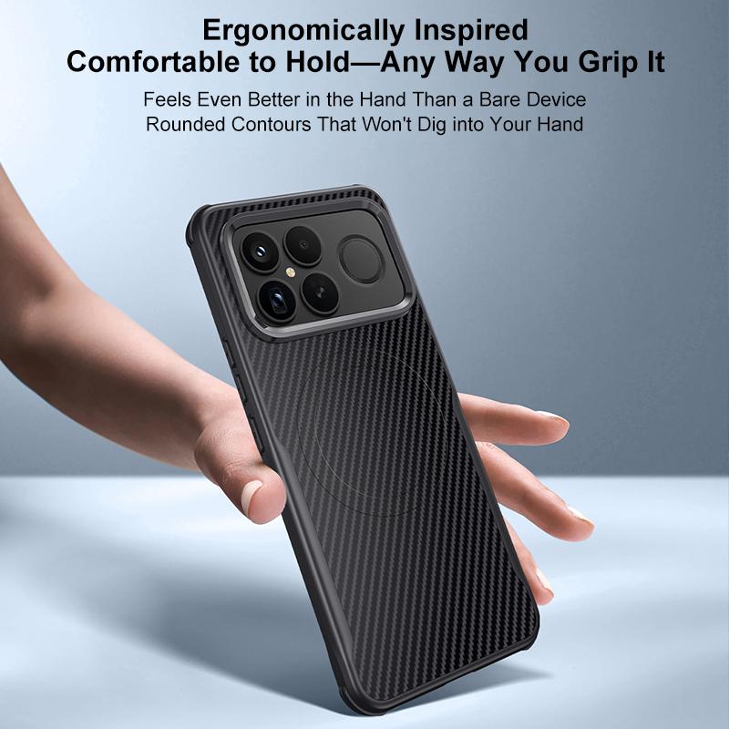For Redmi K90 Pro Max / Poco F8 Ultra 5G Blade-Style Carbon Fiber Texture Magnetic Skin-Feel Phone Case(Silver Gray)