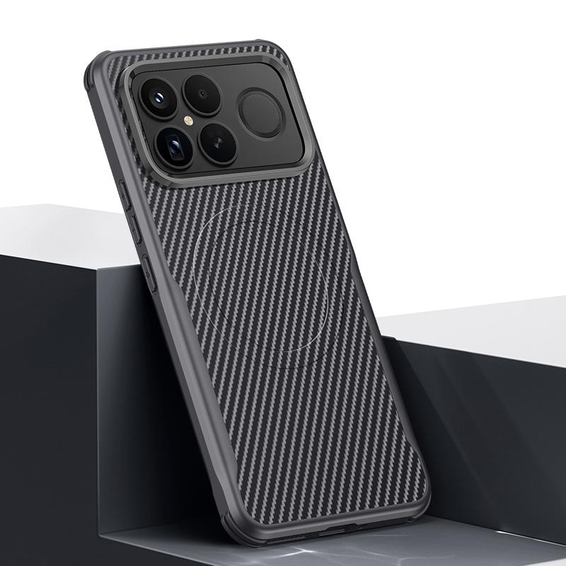 For Redmi K90 Pro Max / Poco F8 Ultra 5G Blade-Style Carbon Fiber Texture Magnetic Skin-Feel Phone Case(Graphite Black)