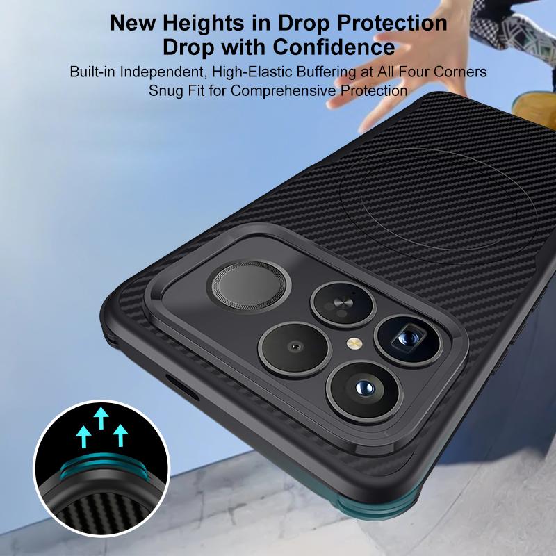 For Redmi K90 Pro Max / Poco F8 Ultra 5G Blade-Style Carbon Fiber Texture Magnetic Skin-Feel Phone Case(Graphite Black)