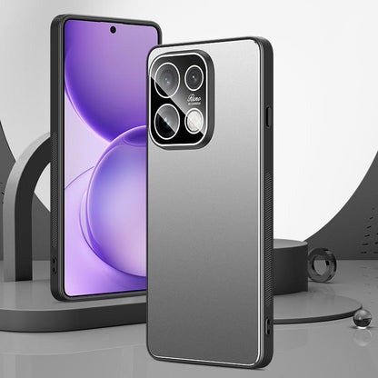 For OPPO Reno16 5G Global Golden Shield Metal Frosted Lens Film Phone Case - Silver Grey - EDA009254508C