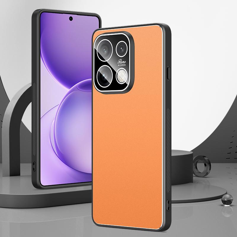 For OPPO Reno16 Pro 5G Global Golden Shield Metal Frosted Lens Film Phone Case - Orange - EDA009254509D