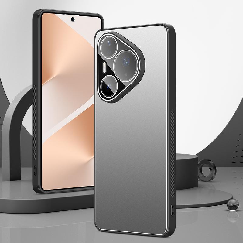 For Huawei Pura 90 Pro 5G Golden Shield Metal Frosted Lens Film Phone Case - Silver Grey - EDA009254714C
