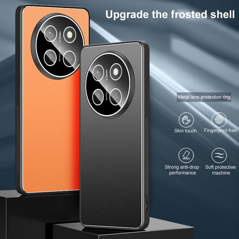 For Honor X80 Pro Max 5G Golden Shield Metal Frosted Lens Film Phone Case - Orange - EDA009254909D