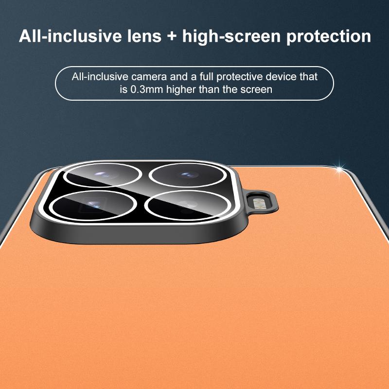 For Xiaomi 17T 5G Golden Shield Metal Frosted Lens Film Phone Case - Orange - EDA009255304D