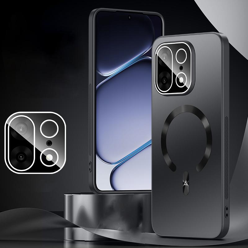 For OnePlus Turbo 6X Pro 5G Ice Magnetic Explosion-proof Lens Film PC Phone Case - Graphite Black - EDA009255906A