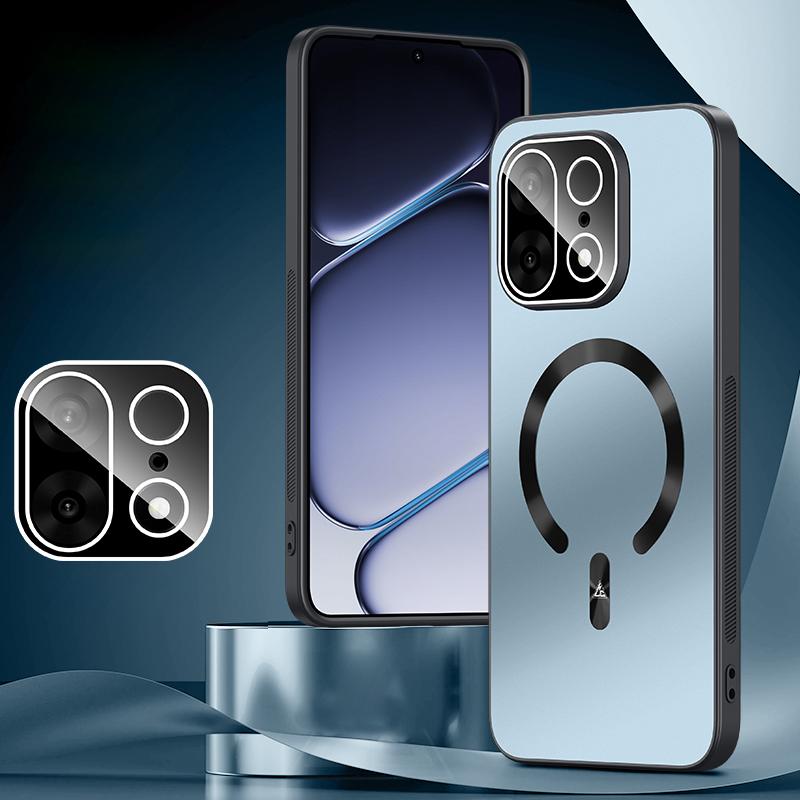 For OnePlus Turbo 6X Pro 5G Ice Magnetic Explosion-proof Lens Film PC Phone Case - Moonlight Blue - EDA009255906B