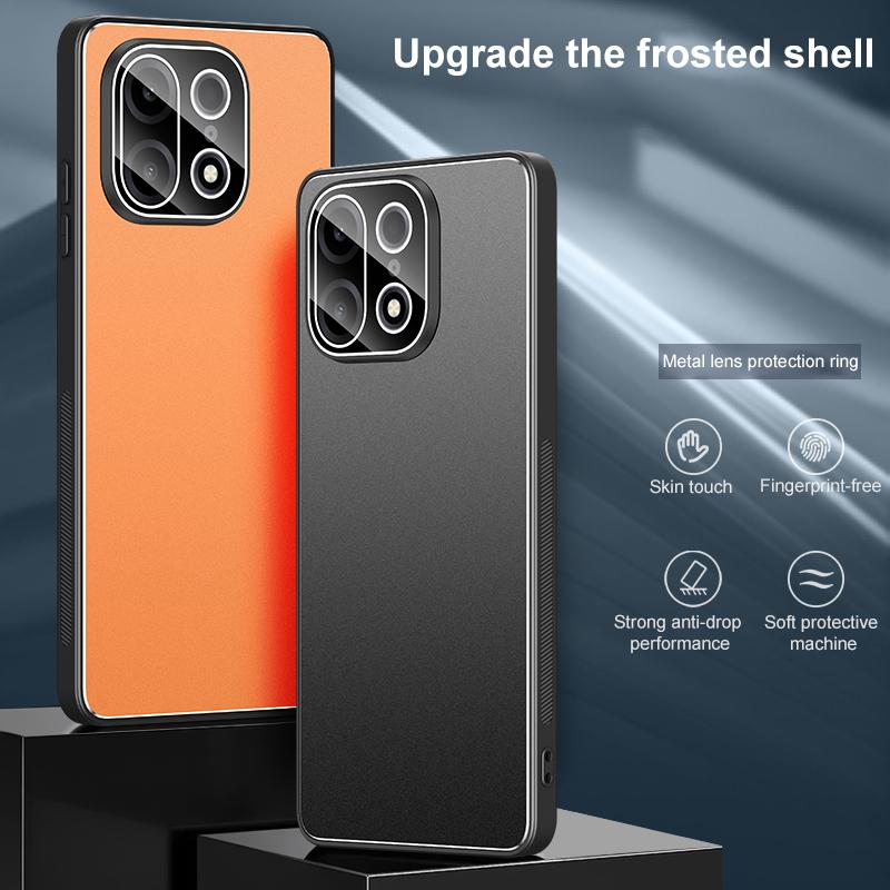 For OnePlus Turbo 6X Pro 5G Golden Shield Metal Frosted Lens Film Phone Case - Orange - EDA009261306D