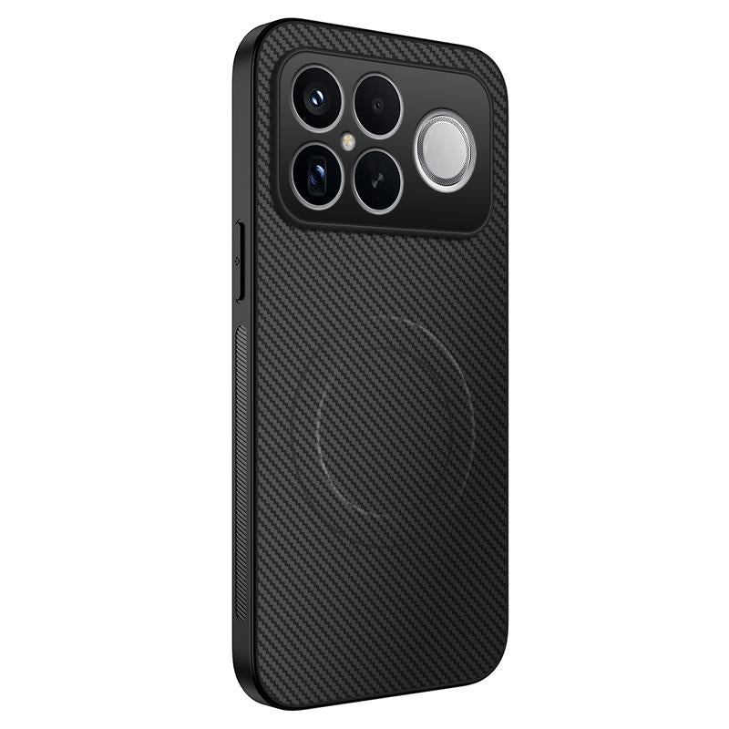 For Redmi K90 Pro Max 5G / Poco F8 Ultra WANLONFENG TQ Series Magnetic Carbon Fiber Texture PC Hybrid TPU Phone Case(Black)