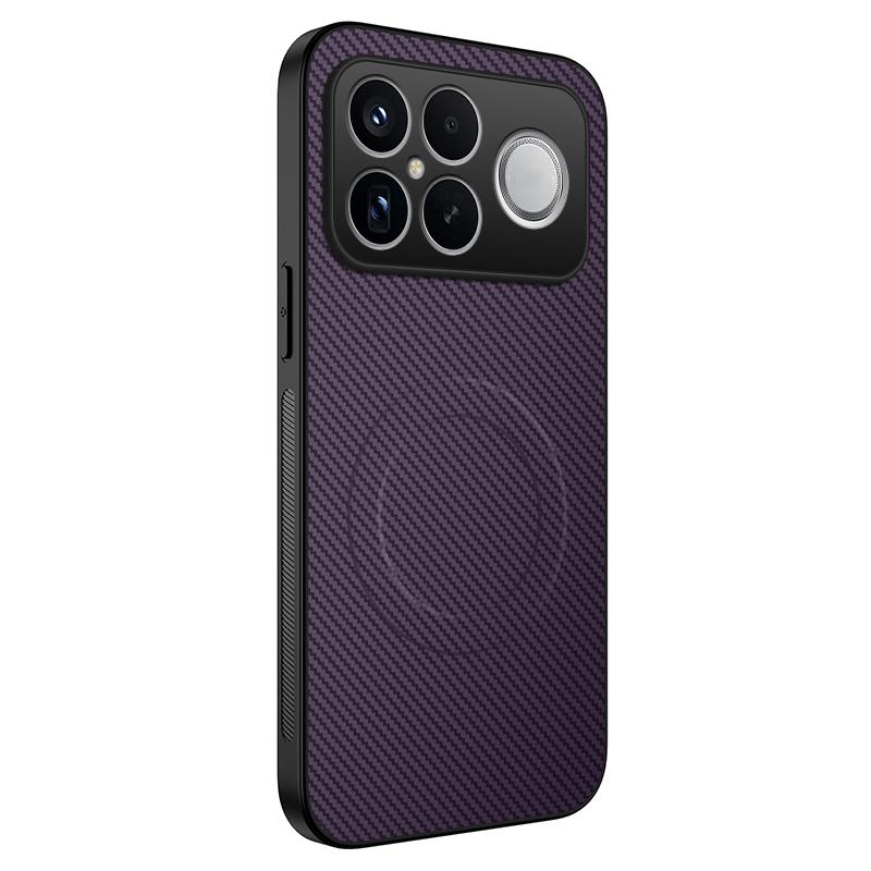 For Redmi K90 Pro Max 5G / Poco F8 Ultra WANLONFENG TQ Series Magnetic Carbon Fiber Texture PC Hybrid TPU Phone Case(Purple)