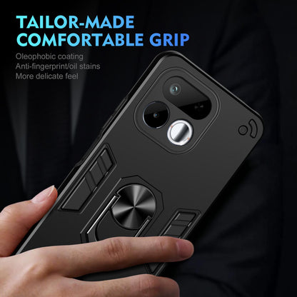 For Realme 16T 5G Shockproof Metal Ring Holder Phone Case - Black - EDA009286103A