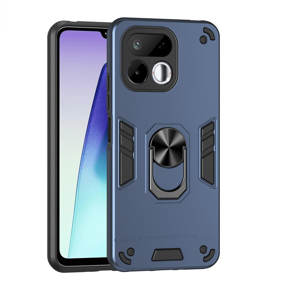 For Realme 16T 5G Shockproof Metal Ring Holder Phone Case - Blue - EDA009286103B