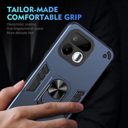 For Realme 16T 5G Shockproof Metal Ring Holder Phone Case - Blue - EDA009286103B