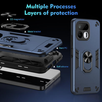 For Realme 16T 5G Shockproof Metal Ring Holder Phone Case - Blue - EDA009286103B