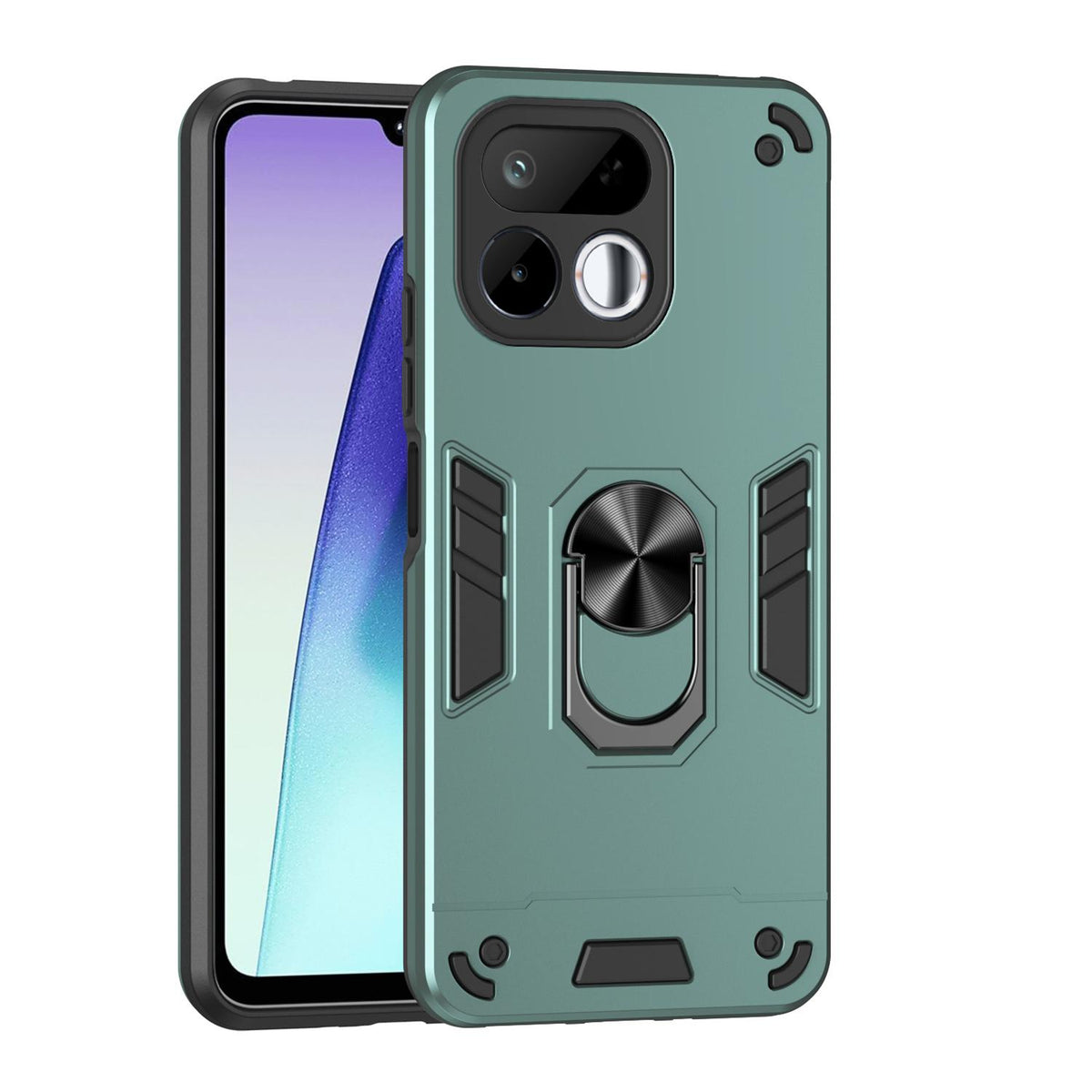 For Realme 16T 5G Shockproof Metal Ring Holder Phone Case - Green - EDA009286103C