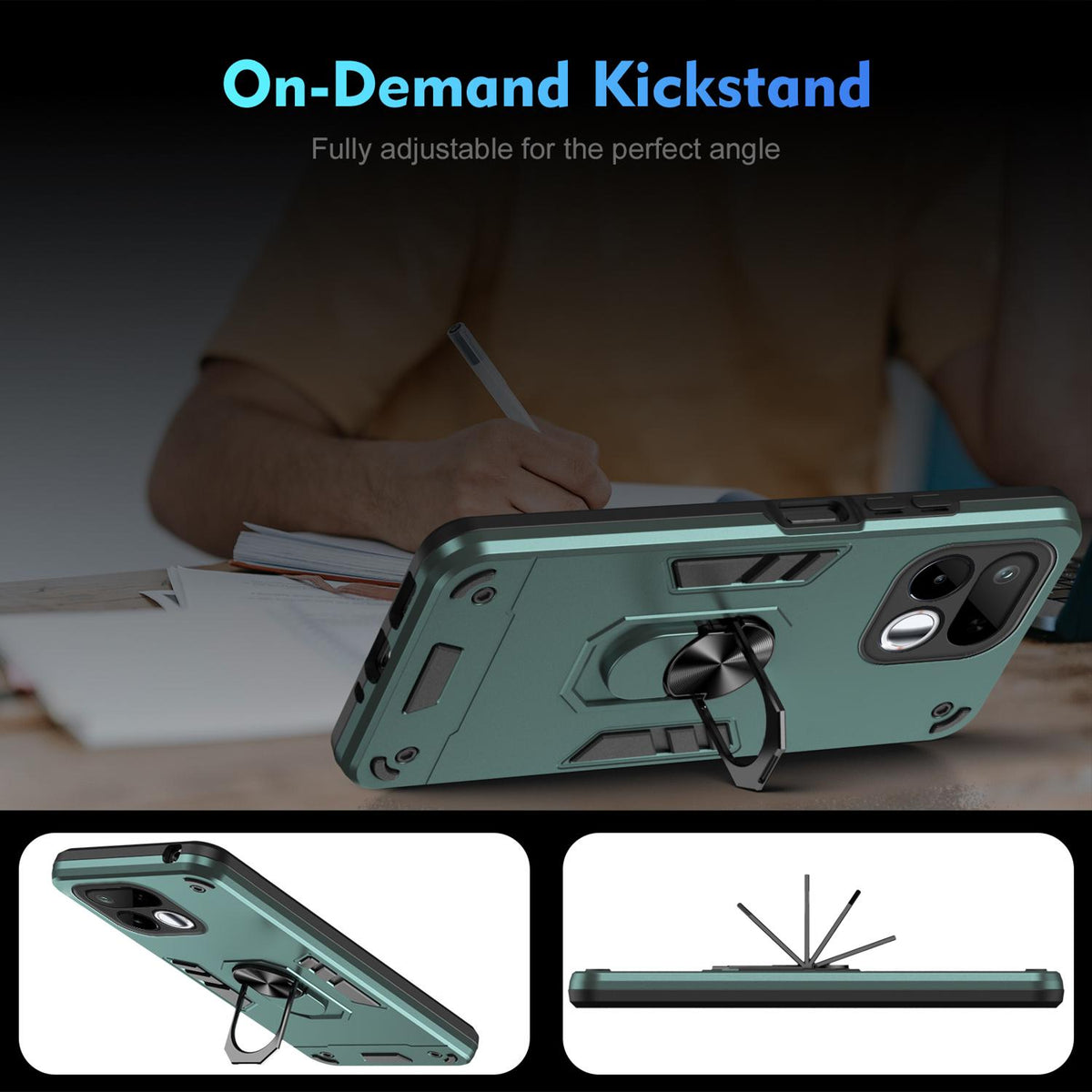 For Realme 16T 5G Shockproof Metal Ring Holder Phone Case - Green - EDA009286103C