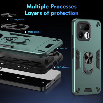 For Realme 16T 5G Shockproof Metal Ring Holder Phone Case - Green - EDA009286103C