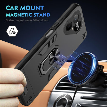 For Tecno Pova 8 5G Shockproof Metal Ring Holder Phone Case - Black - EDA009286207A