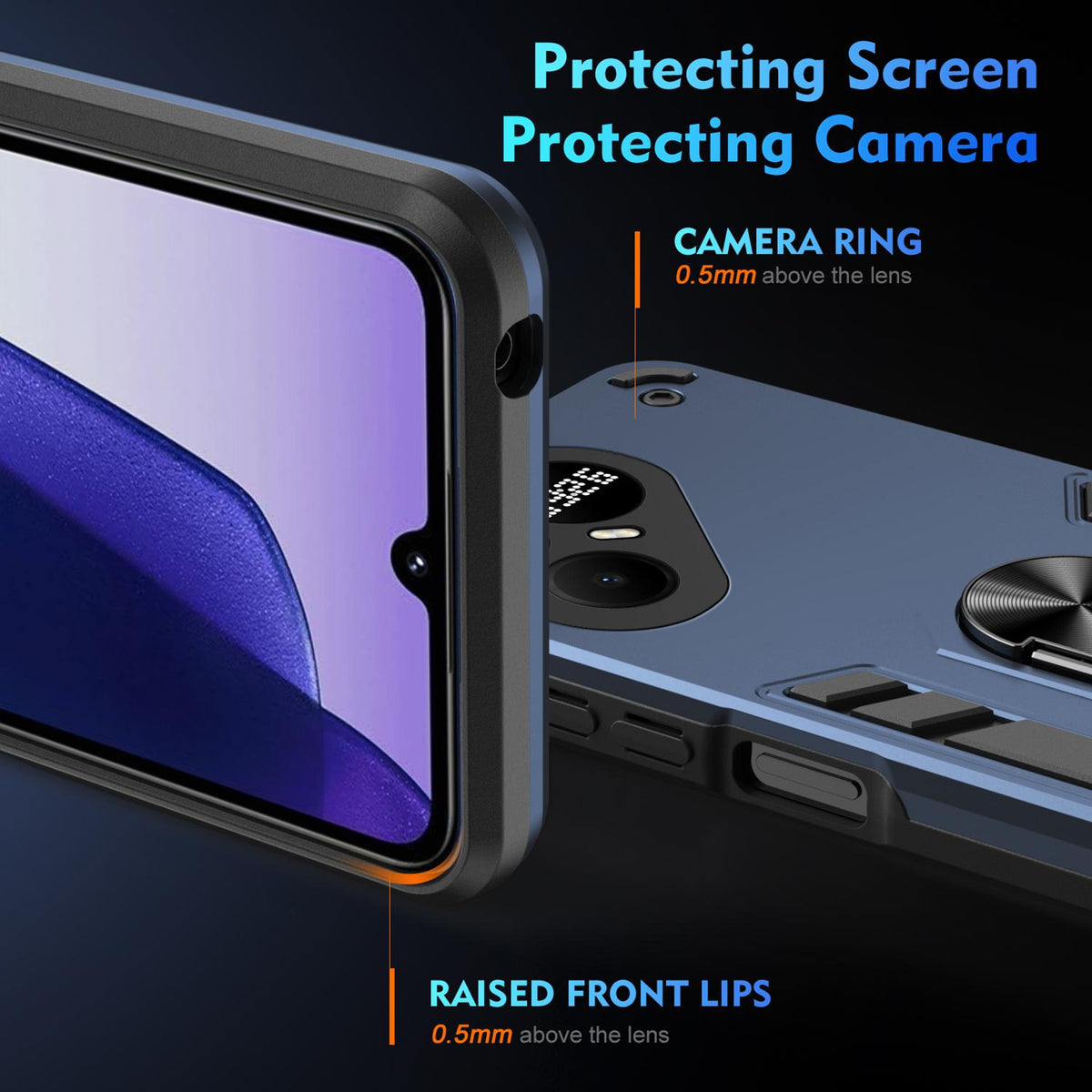 For Tecno Pova 8 5G Shockproof Metal Ring Holder Phone Case - Blue - EDA009286207B