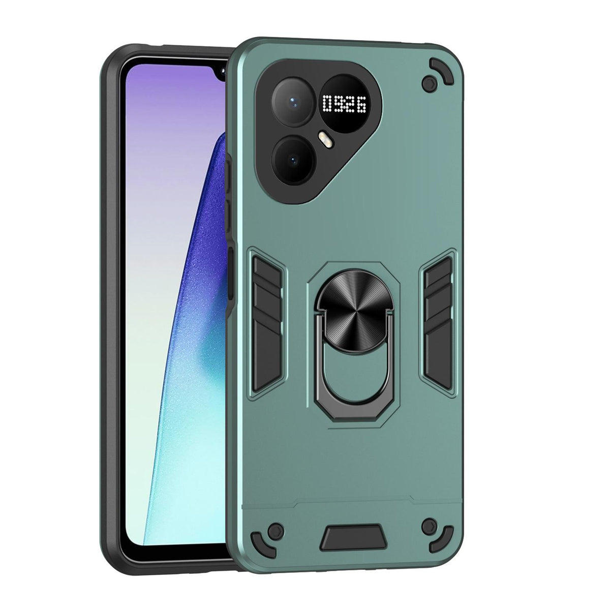 For Tecno Pova 8 5G Shockproof Metal Ring Holder Phone Case - Green - EDA009286207C
